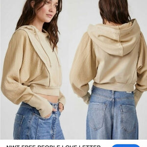 FREE PEOPLE Love Letter Hoodie – Nomadic Desert – XS Cozy Beige